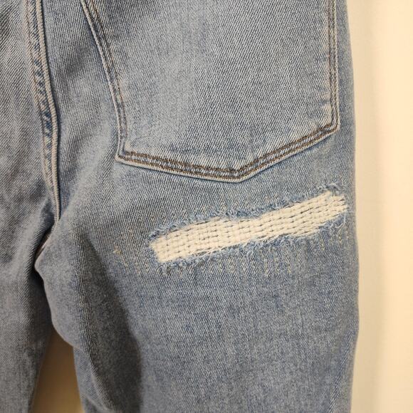 Madewell Jeans Womens 26 Blue High Rise The Momjean Distressed Raw Hem Ankle - Picture 9 of 17